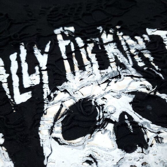 READ Dolls Kill Widow Toxic For Life Shredded Top Shirt Black Size Large - Picture 4 of 10